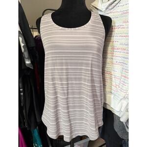 Lululemon Love Tank *Pleated Cut Back Stripe Light Chrome Dark Chrome
